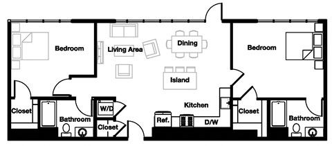 2 bed 2 bath  2M Floor Plan | 1,267 Sq. Ft. at L Seven, California
