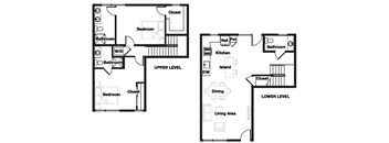 2 bed 2.5 bath 2P Floor Plan | 1,339-1,355 Sq. Ft. at L Seven, California