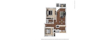 2 Bed 1 Bath Floor Plan | 889 Sq. Ft. at 2000 Lake Washington Apartments, Renton, Washington