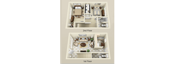 2 bed 1.5 bath floor plan at MALA GROVE Apartments, Waipahu, 96797