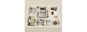 3 Bed 2 Bath Floor Plan at MALA GROVE Apartments, Hawaii, 96797