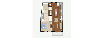 A1 ALT 1 Floor Plan | 702 Sq. Ft. at Abstract at Design District, Dallas, TX, 75207