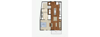 A1 ALT 2 Floor Plan | 702 Sq. Ft. at Abstract at Design District, Dallas, Texas