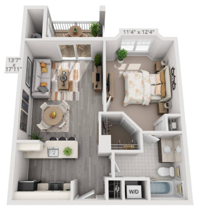 A1 Floor Plan | 632 Sq. Ft. at The Residences at Springfield Station, Springfield, Virginia