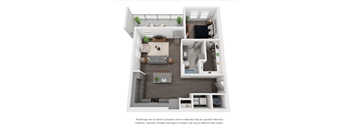 A11 Floor Plan | 802 Sq. Ft. at Abstract at Design District, Dallas, 75207