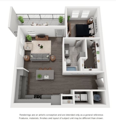 A11 Floor Plan | 802 Sq. Ft. at Abstract at Design District, Dallas, 75207