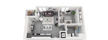 1 Bedroom plan at Olive DTLA, California, 90015