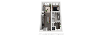 A1 Floor Plan | 667 Sq. Ft. at Abstract at Design District, Dallas, Texas