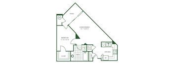 1 Bed  1 Bath Floor Plan | 823 Sq. Ft. at Sorrel at Warner Center, Woodland Hills, 91367