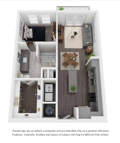 A2 Floor Plan | 697 Sq. Ft. at Abstract at Design District, Dallas