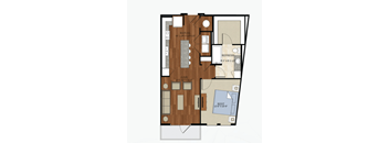 A3 ALT 1 Floor Plan | 730 Sq. Ft. at Abstract at Design District, Texas, 75207
