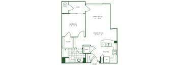 1 Bed  1 Bath Floor Plan | 812 Sq. Ft. at Sorrel at Warner Center, CA, 91367