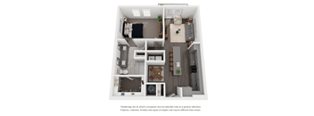A4 Floor Plan | 848 Sq. Ft. at Abstract at Design District, Texas