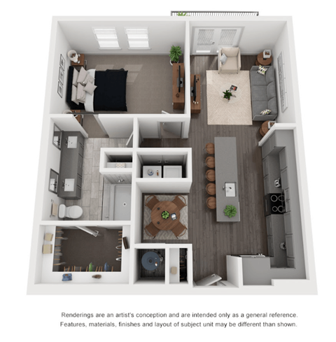 A4 Floor Plan | 848 Sq. Ft. at Abstract at Design District, Texas