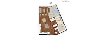 A5 Floor Plan | 790 Sq. Ft. at Abstract at Design District, Dallas, 75207