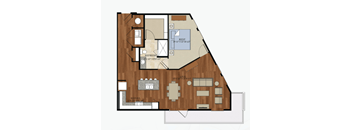 A6 ALT 1 Floor Plan | 961 Sq. Ft. at Abstract at Design District, Dallas