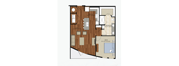 A8 Floor Plan | 786 Sq. Ft. at Abstract at Design District, Dallas, TX