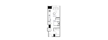 Studio 1 Bath Floor Plan | 438 Sq. Ft. at The Grand Central in Chicago, IL