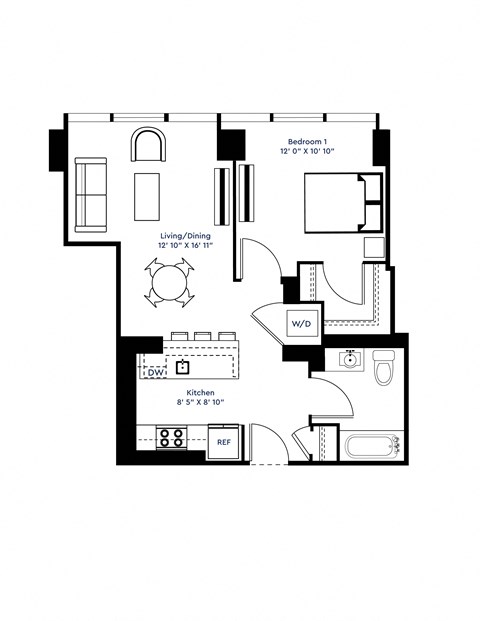 a floor plan of a home with a bedroom and a living room