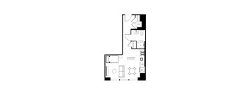 a floor plan of a 1 bedroom floor plan