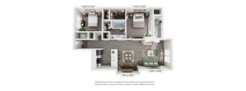 A floor plan of a house with a kitchen, living room, and bathroom.