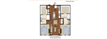 B1 Floor Plan | 999 Sq. Ft. at Abstract at Design District, Dallas