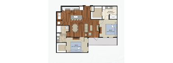 B2 Floor Plan | 1,075 Sq. Ft. at Abstract at Design District, Texas, 75207