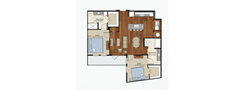 B2 ALT 1 Floor Plan | 1,110 Sq. Ft. at Abstract at Design District, Dallas, 75207
