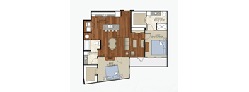 B2 ALT 2 Floor Plan | 1,234 Sq. Ft. at Abstract at Design District, Texas, 75207