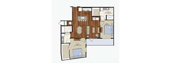 B2E Floor Plan | 1,077 Sq. Ft. at Abstract at Design District, Dallas, TX, 75207