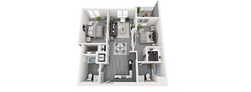 2 Bedroom plan at Olive DTLA, Los Angeles, CA