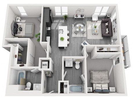 2 Bedroom Floor plan  at Olive DTLA, California, 90015