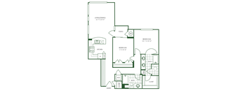 2 Bed 2 Bath Floor Plan | 1,351 Sq. Ft. at Sorrel at Warner Center, CA, 91367