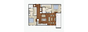 B3 Floor Plan | 1,277 Sq. Ft. at Abstract at Design District, Dallas, TX, 75207