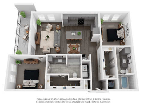 B3 Floor Plan | 1,257 Sq. Ft. at Abstract at Design District, Texas