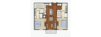 B6 Floor Plan | 1,117 Sq. Ft. at Abstract at Design District, Dallas, Texas