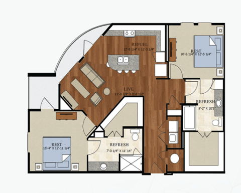 B7 Floor Plan | 1,167 Sq. Ft. at Abstract at Design District, Dallas