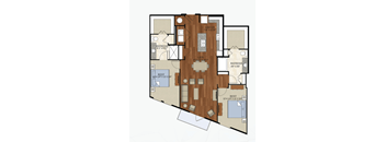 B9 Floor Plan | 1,281 Sq. Ft. at Abstract at Design District, Dallas, TX