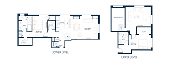 a floor plan of a house with two floors and a staircase  at The Belden Stratford, Illinois
