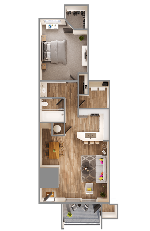 a floor plan of a house with a bedroom and a living room
