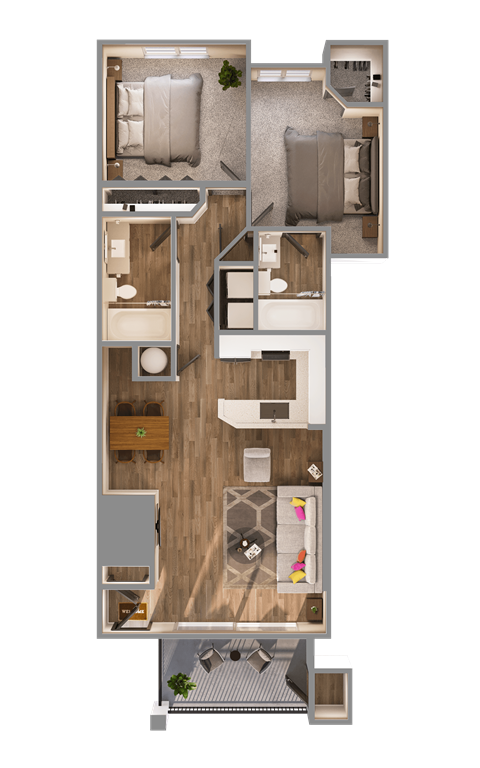 a 3d rendering of a floor plan of a house