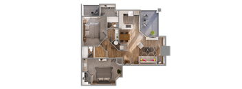 a 3d rendering of the floor plan of a bedroom