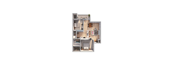  Bed 1 Bath Floor Plan | 810 Sq. Ft. at Ashford Belmar Apartments, Colorado, 80226