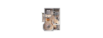1 Bed 1 Bath Floor Plan | 940 Sq. Ft. at Ashford Belmar Apartments, Lakewood, CO