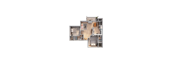 2 Bed  1 Bath  Floor Plan |  1,121 Sq. Ft. at Apartments at Ashford Belmar Apartments, Colorado