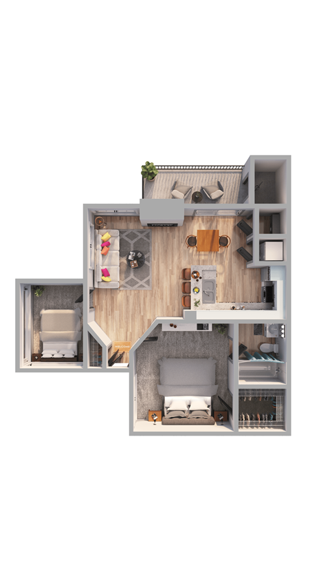 1 Bed 1 Bath Floor Plan |818 Sq. Ft. at Ashford Belmar Apartments, Lakewood, CO 80226