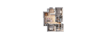 a stylized floor plan of a house with a bedroom and living room  at The Links at Plum Creek, Castlerock, CO