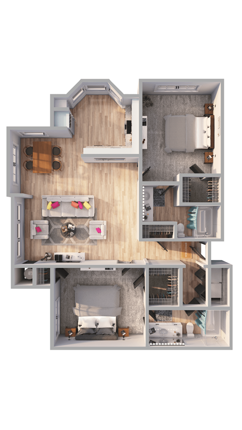 a stylized floor plan of a house with a bedroom and living room  at The Links at Plum Creek, Castlerock, CO