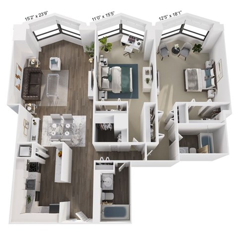 A series of images showing different layouts of a house with dimensions provided.