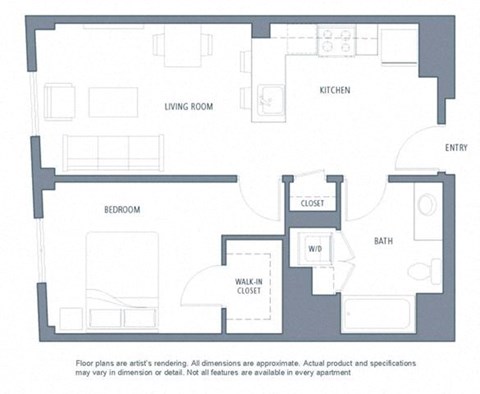 1 bedroom floor plan | Aventine Apartments Hercules CA
